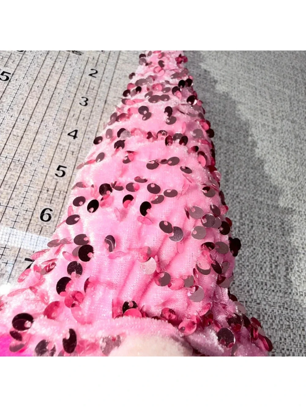 Pink Valentine Gnome Plush Sequin Hat White Braids Heart Love Decor